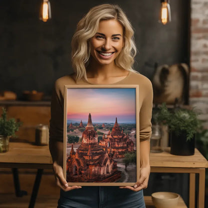 Poster Bagan Myanmar Panorama Bild zur Golden Hour 2