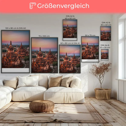Poster Bagan Myanmar Panorama Bild zur Golden Hour 7