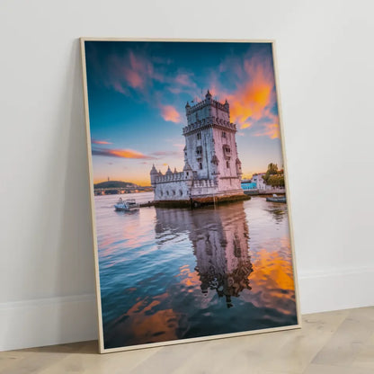 Poster Torre de Belém beeindruckendes Panorama Bild bei Sonnenuntergang 3