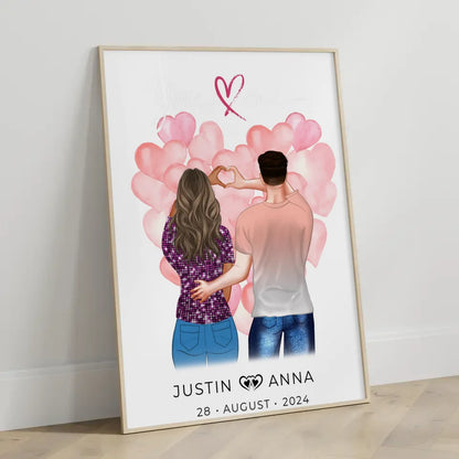 Personalisiertes Poster für Paare Figuren You & Me mit Namen Verliebte