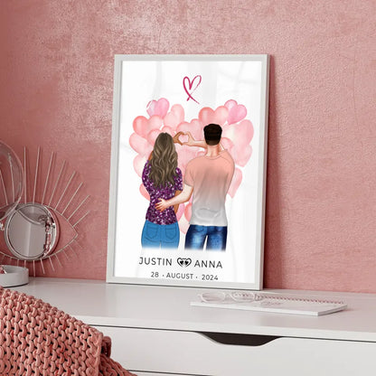 Personalisiertes Poster für Paare Figuren You & Me mit Namen Verliebte