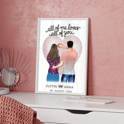 Personalisiertes Poster Paare Figuren All Of Me Loves All Of You Verliebte mit Namen