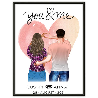 Personalisiertes Poster für Paare Figuren You & Me mit Namen