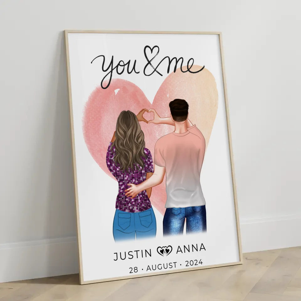 Personalisiertes Poster für Paare Figuren You & Me mit Namen