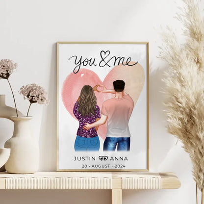 Personalisiertes Poster für Paare Figuren You & Me mit Namen