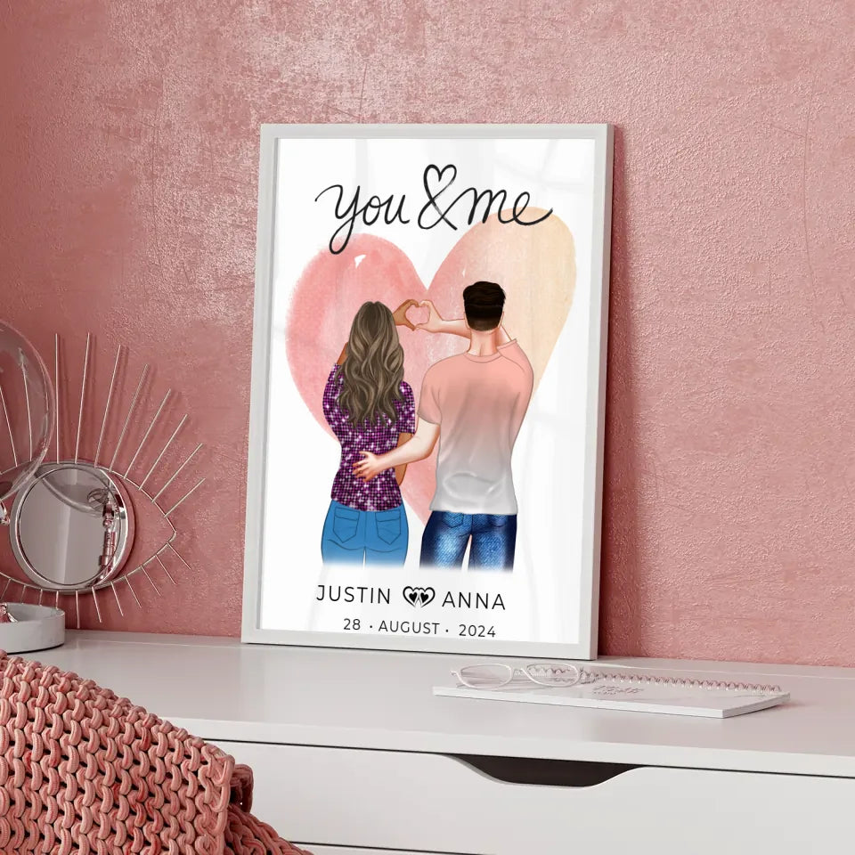 Personalisiertes Poster für Paare Figuren You & Me mit Namen