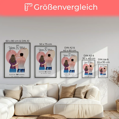 Personalisiertes Poster für Paare Figuren You & Me mit Namen