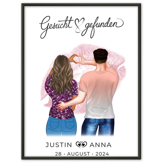 Personalisiertes Poster für Paare mit Figuren und Namen gesucht gefunden