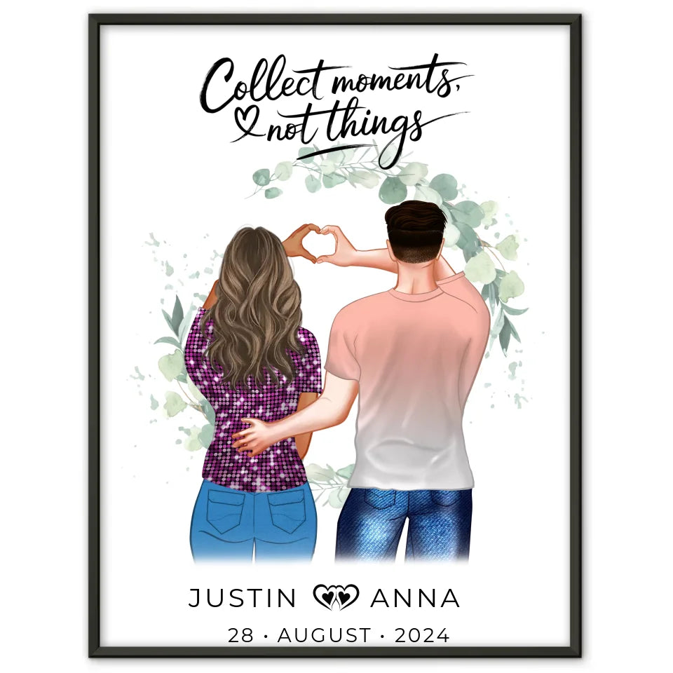 Personalisiertes Poster für Paare Figuren Collect Moments Not Things