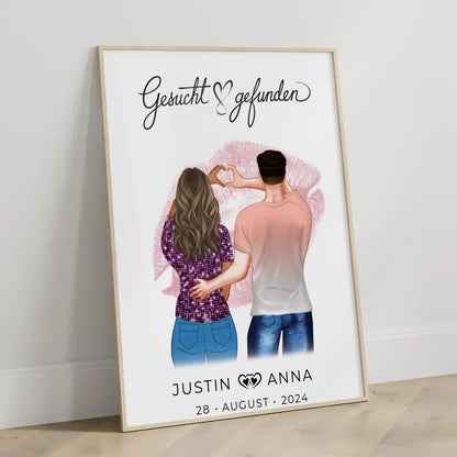 Personalisiertes Poster für Paare mit Figuren und Namen gesucht gefunden