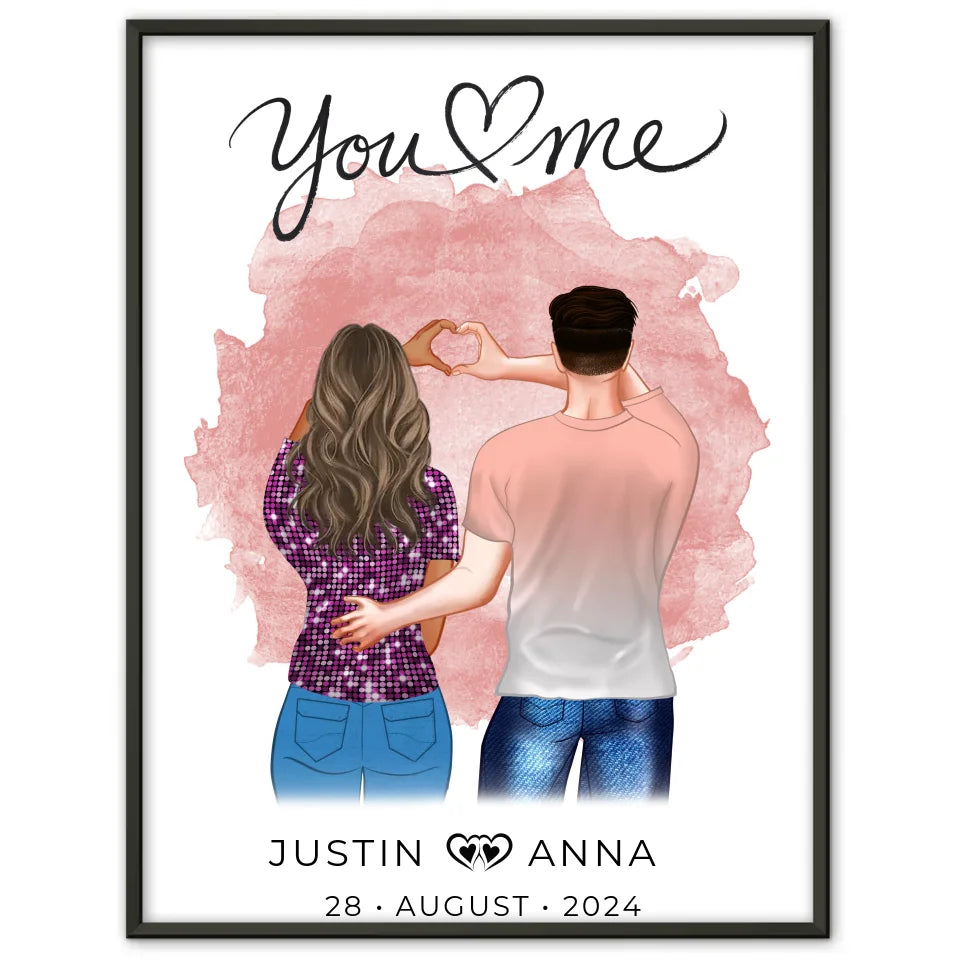 Personalisiertes Poster Paare Figuren You & Me mit Namen