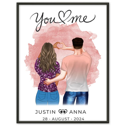 Personalisiertes Poster Paare Figuren You & Me mit Namen