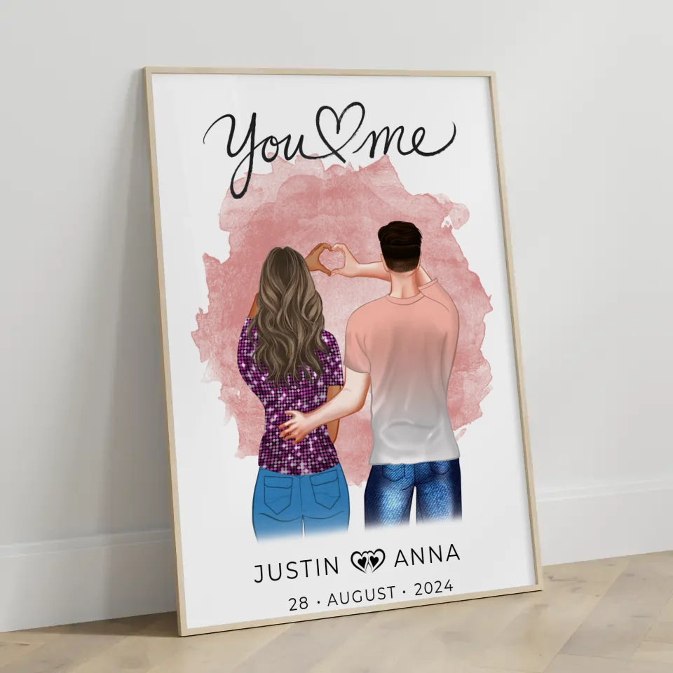 Personalisiertes Poster Paare Figuren You & Me mit Namen