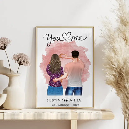 Personalisiertes Poster Paare Figuren You & Me mit Namen