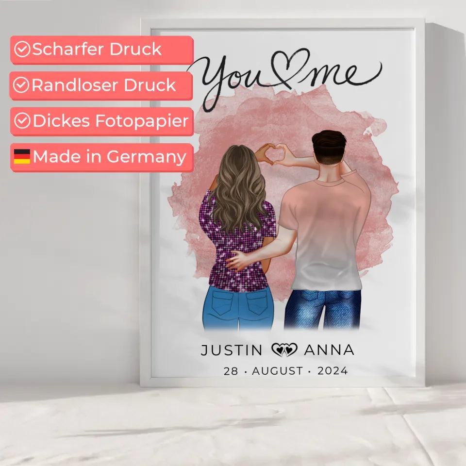 Personalisiertes Poster Paare Figuren You & Me mit Namen