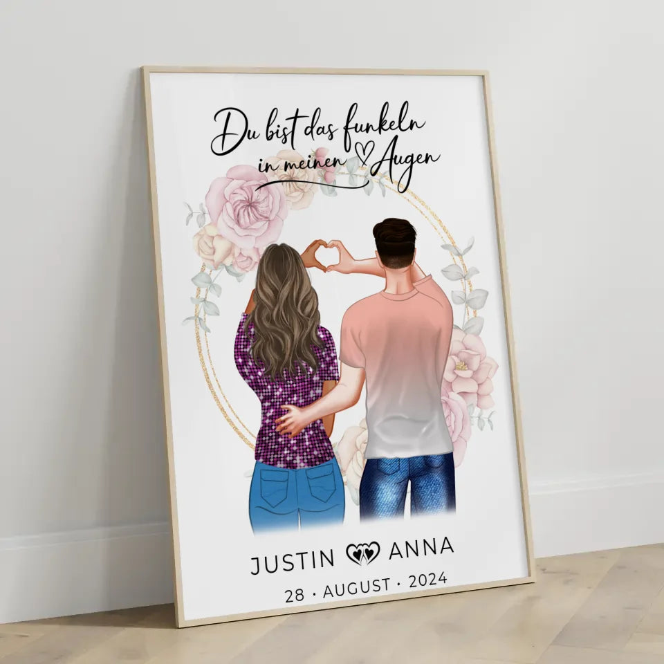 Personalisiertes Poster Paare Figuren Du Bist Das Funkeln In Meinen Augen