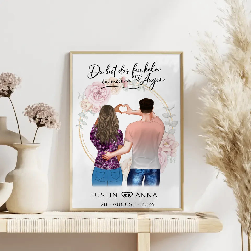 Personalisiertes Poster Paare Figuren Du Bist Das Funkeln In Meinen Augen