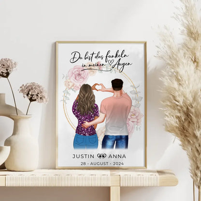 Personalisiertes Poster Paare Figuren Du Bist Das Funkeln In Meinen Augen