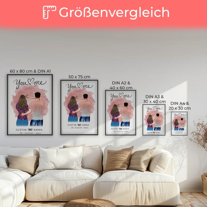 Personalisiertes Poster Paare Figuren You & Me mit Namen