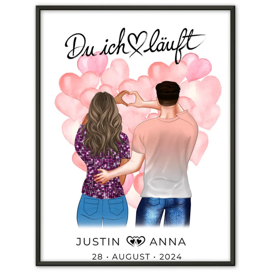 Personalisiertes Poster für Paare Figuren Du Ich Läuft mit Namen Verliebte