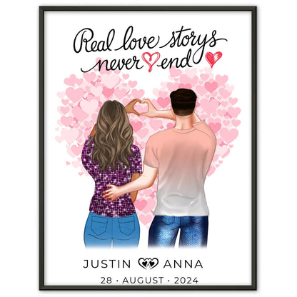 Personalisiertes Poster Paare Figuren Real Love Storys Never End