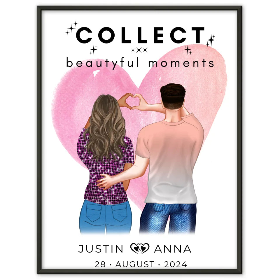 Personalisiertes Poster Paare Figuren Collect Beautiful Moments mit Namen