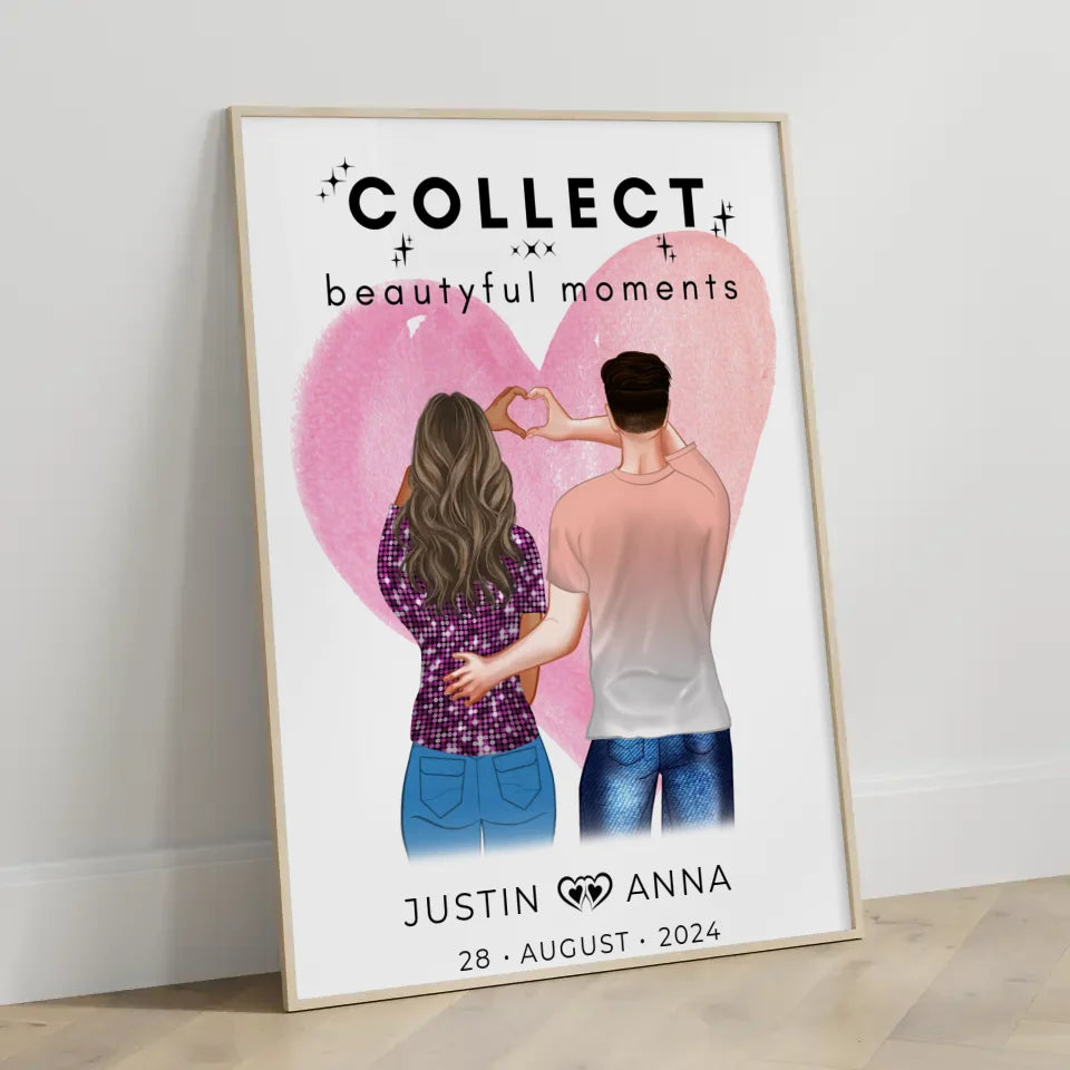 Personalisiertes Poster Paare Figuren Collect Beautiful Moments mit Namen