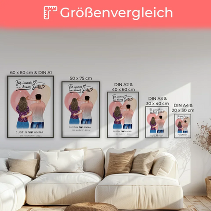 Personalisiertes Poster für Paare Figuren Für Immer An Deiner Seite Verliebte