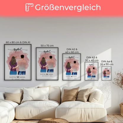 Personalisiertes Poster für Paare mit Figuren Together und Namen