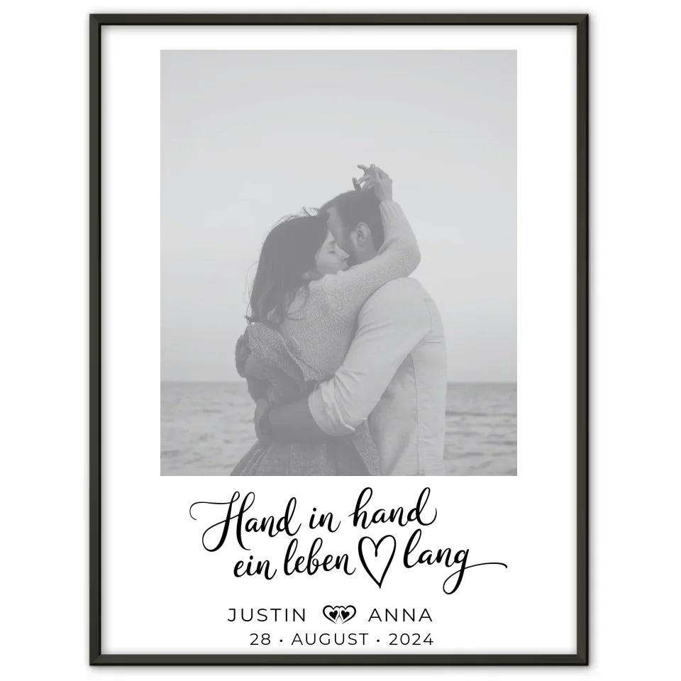 Personalisiertes Foto Poster Paare Mit Namen Hand In Hand Ein Leben Lang
