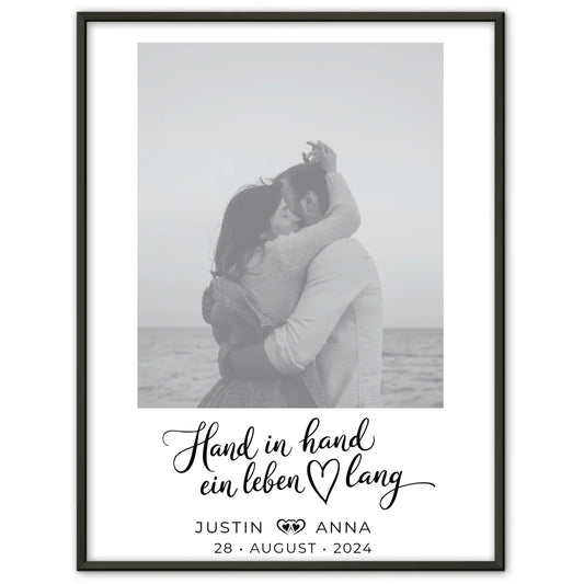 Personalisiertes Foto Poster Paare Mit Namen Hand In Hand Ein Leben Lang