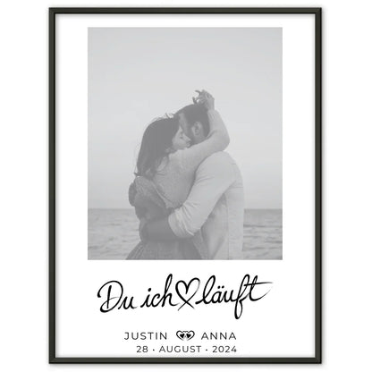 Personalisiertes Foto Poster Paare mit Namen Du Ich Läuft Black & White