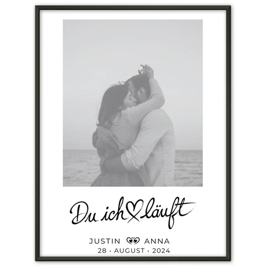 Personalisiertes Foto Poster Paare mit Namen Du Ich Läuft Black & White