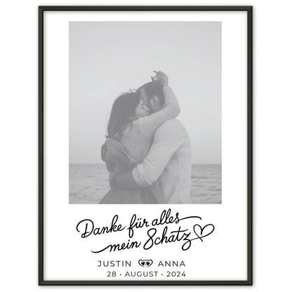 Personalisiertes Foto Poster Paare mit Namen Danke Für Alles Mein Schatz