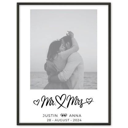 Personalisiertes Foto Poster für Paare Mr & Mrs mit Namen und Datum