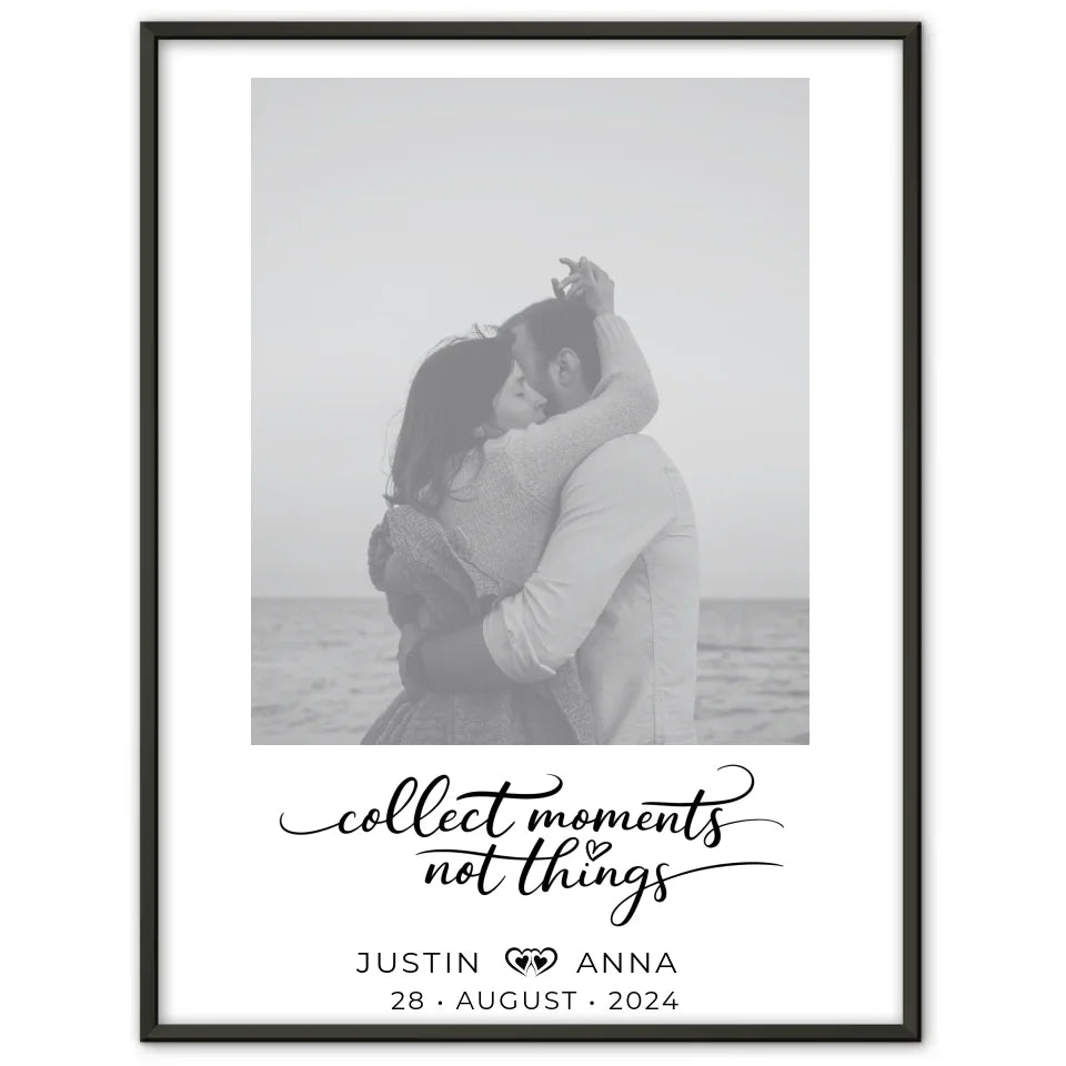 Personalisiertes Foto Poster für Paare mit Namen Collect Moments Black & White