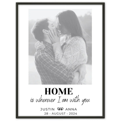 Personalisiertes Foto Poster Paare Mit Namen Home Is Wherever I Am With You