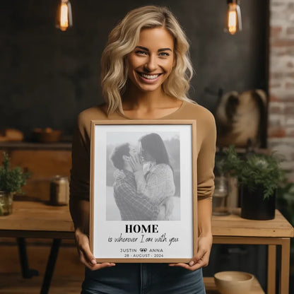 Personalisiertes Foto Poster Paare Mit Namen Home Is Wherever I Am With You