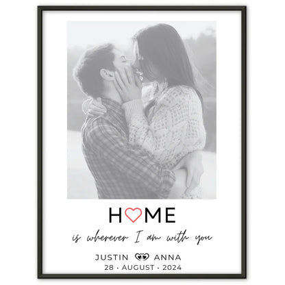 Personalisiertes Poster Paare Mit Namen Home Is Wherever I Am With You