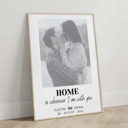 Personalisiertes Foto Poster Paare Mit Namen Home Is Wherever I Am With You