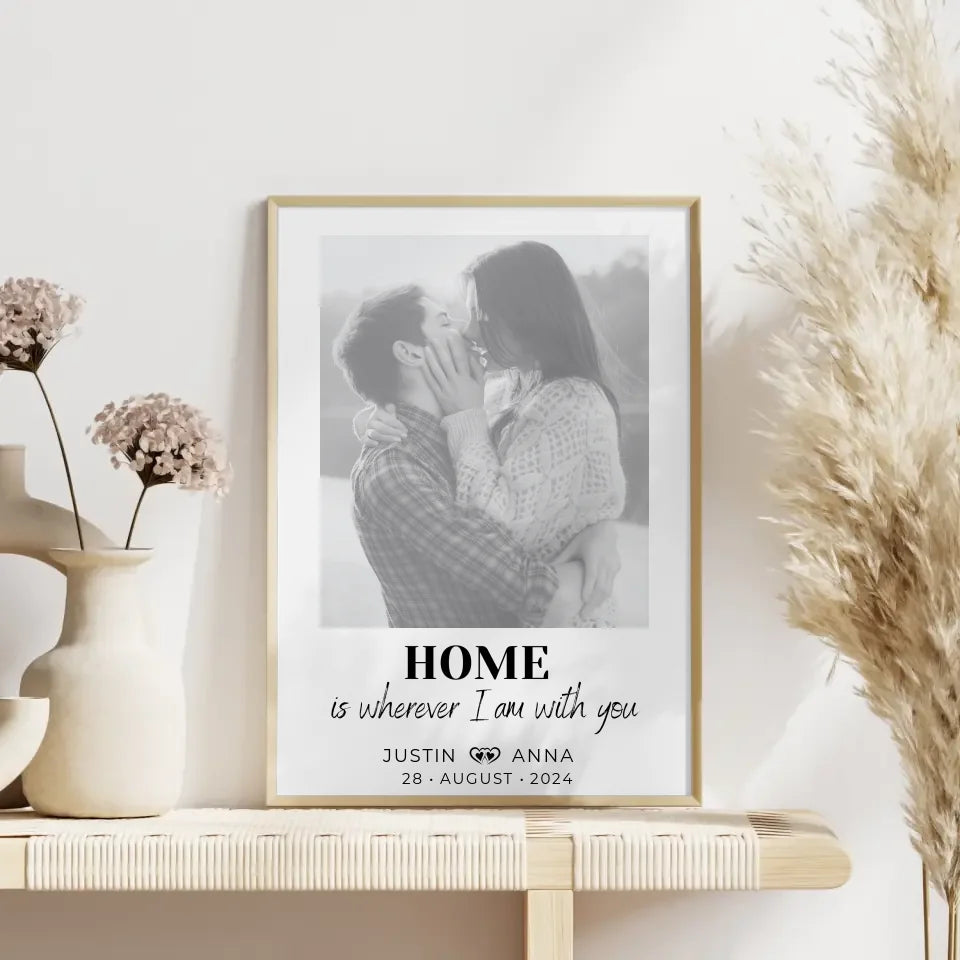 Personalisiertes Foto Poster Paare Mit Namen Home Is Wherever I Am With You