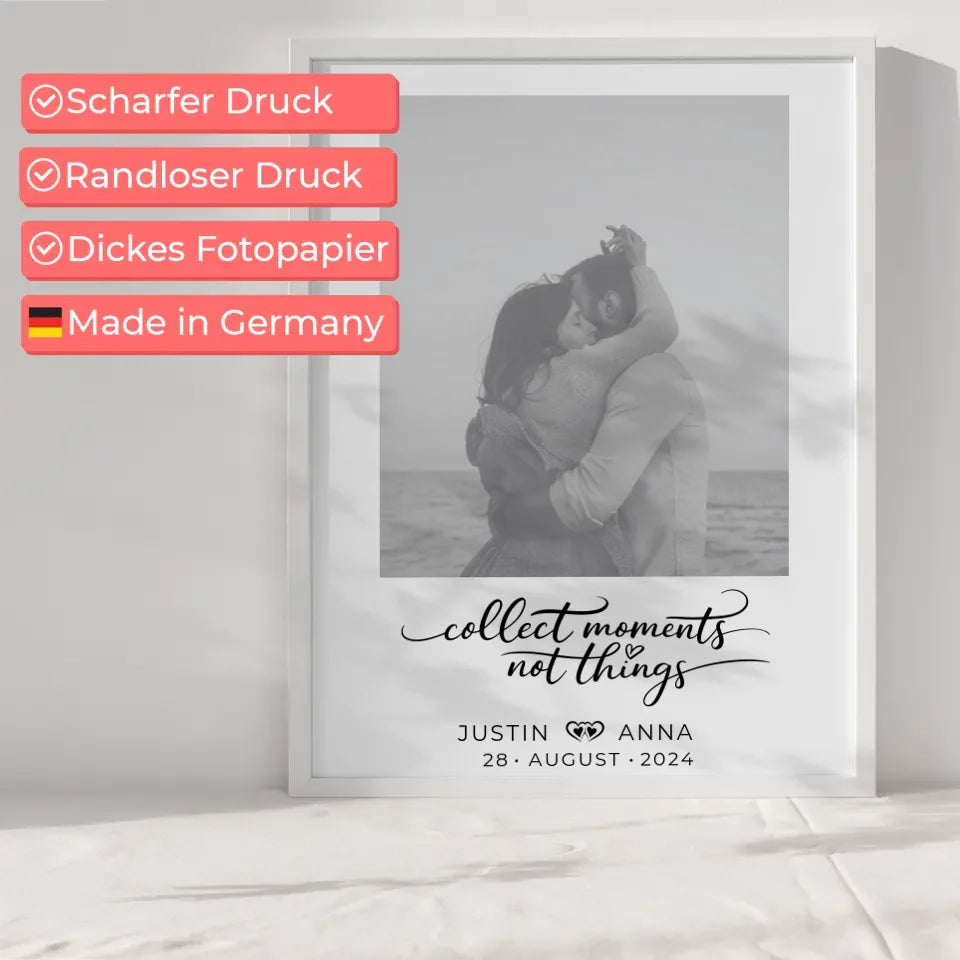 Personalisiertes Foto Poster für Paare mit Namen Collect Moments Black & White