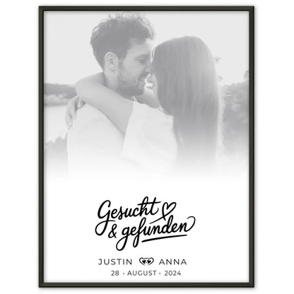 Personalisiert Poster Paare Foto Black & White mit Namen und Datum