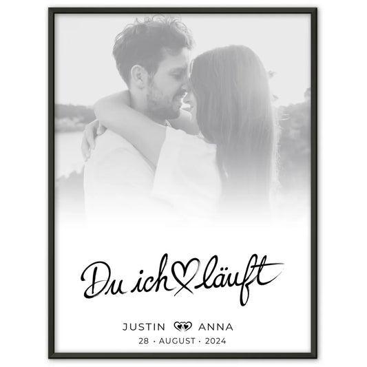 Personalisiertes Poster Paare Foto Schwarz Weiß Du Ich Läuft mit Namen