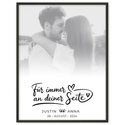 Personalisiertes Poster Paare Foto Black & White Für Immer mit Namen