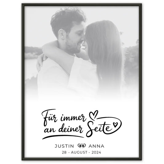 Personalisiertes Poster Paare Foto Black & White Für Immer mit Namen
