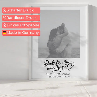 Personalisiertes Foto Poster Paare Mit Namen Danke Für Alles Mein Herz