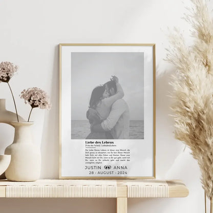 Personalisiertes Foto Poster Paare mit Namen Definition Liebe des Lebens