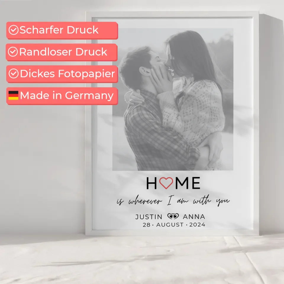 Personalisiertes Poster Paare Mit Namen Home Is Wherever I Am With You