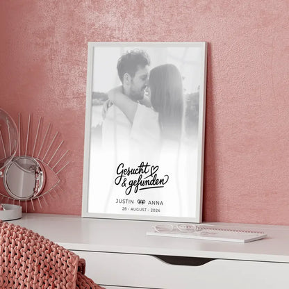 Personalisiert Poster Paare Foto Black & White mit Namen und Datum